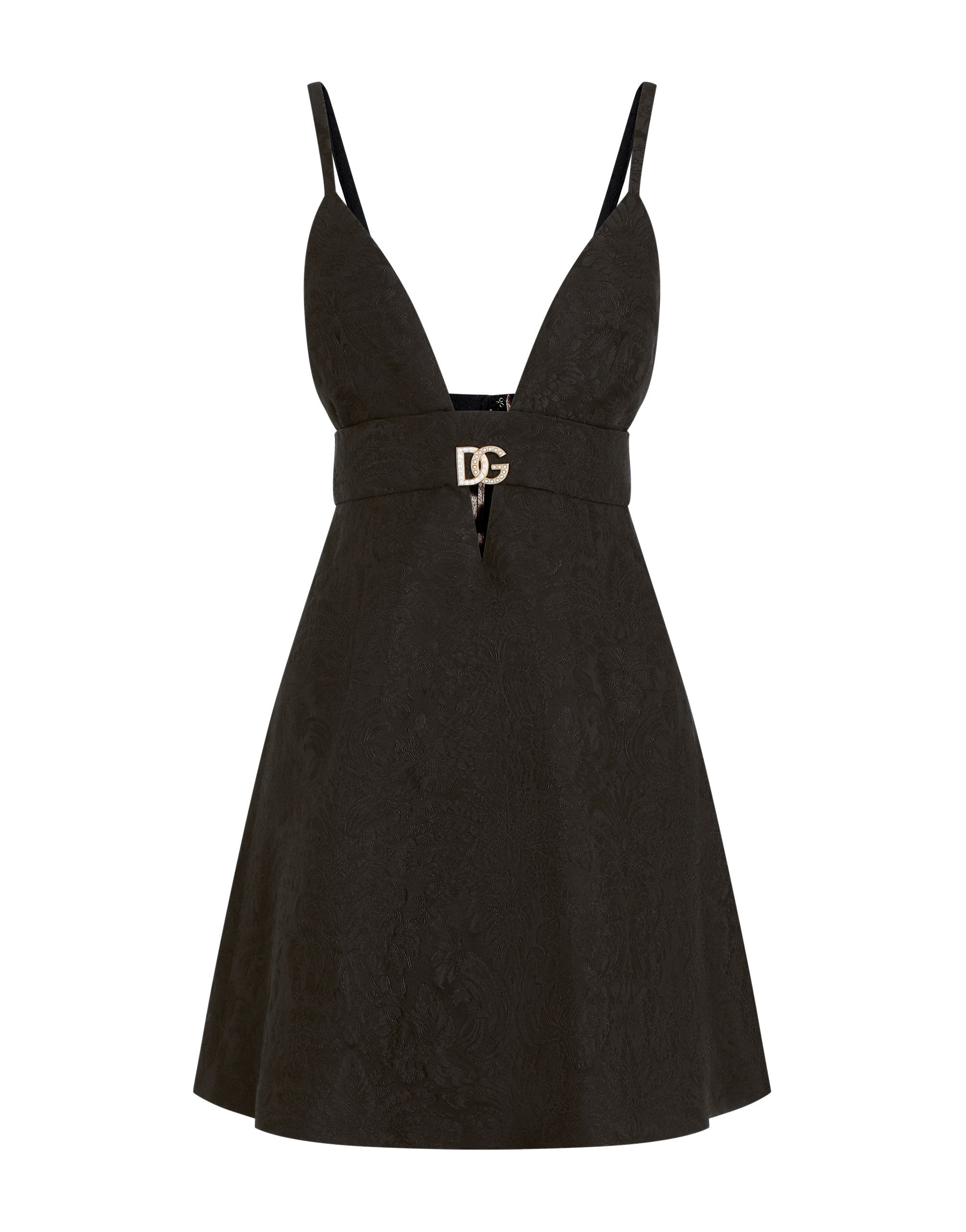Short jacquard dress with crystal-embellished DG logo
