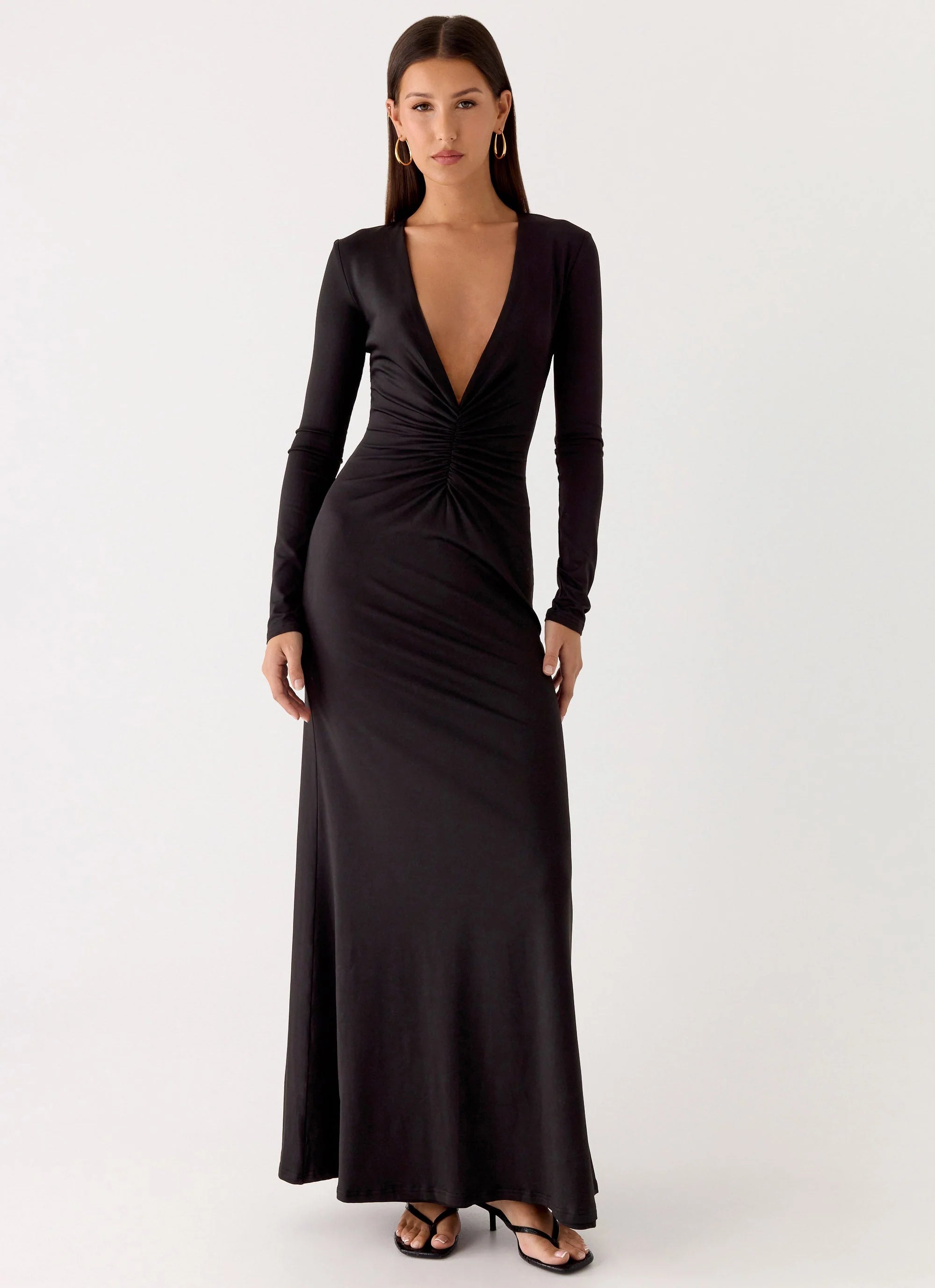 Palm Haze Maxi Dress - Black