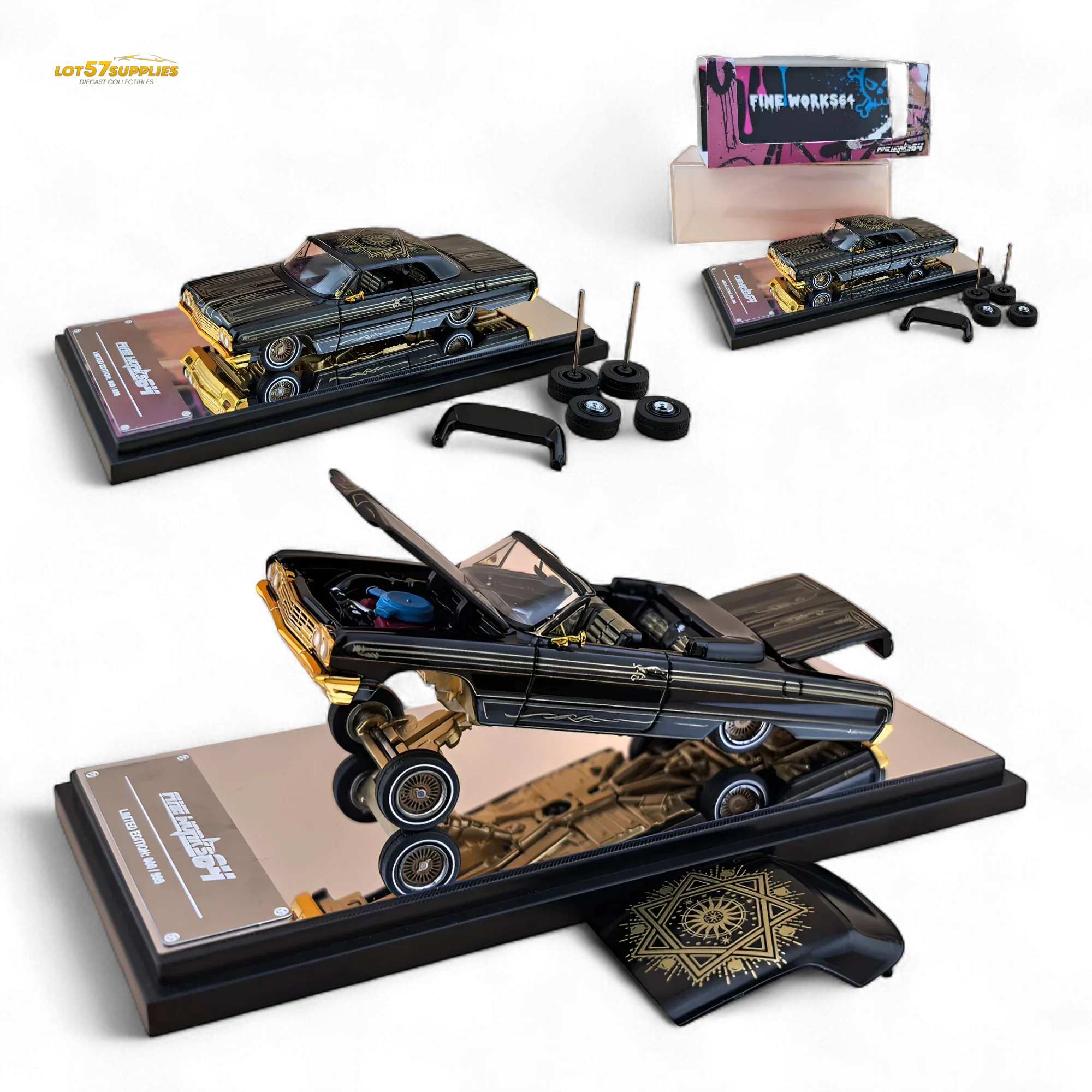 Chevrolet Impala Diecast Lowrider Black Gold Livery -  ToylandEU™