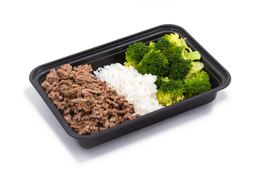 Ground Beef 6oz, Plain with Spinach and Onion Potatoes + Avocado