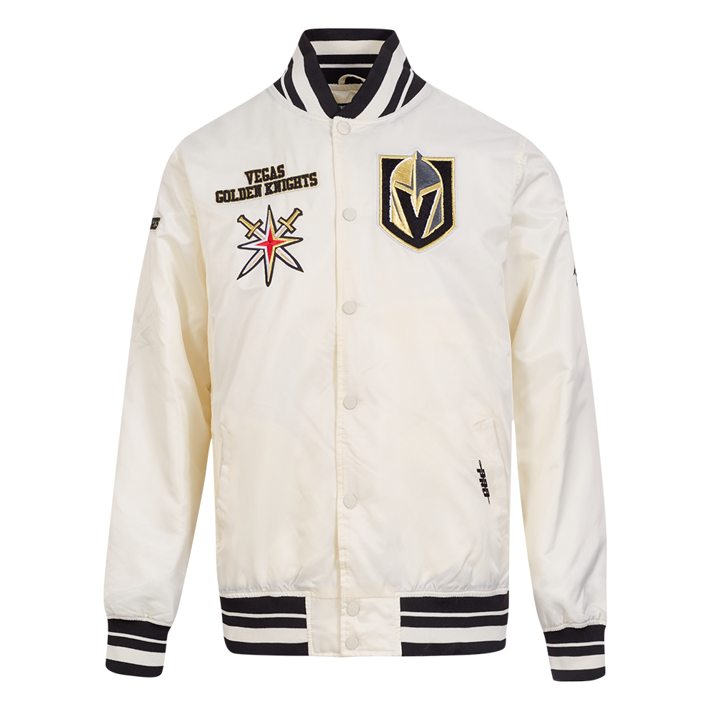 NHL VEGAS GOLDEN KNIGHTS RETRO CLASSIC MEN'S RIB SATIN JACKET (EGGSHELL/ BLACK)