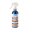 Plastic spray bottle from Johannes Kiehl KG's Kiehl Kunststoff+Leder / Reiniger+Pflege line, designed for cleaning and caring for car interiors and leather, featuring a clear spray nozzle and a blue-and-white label with a car interior graphic.