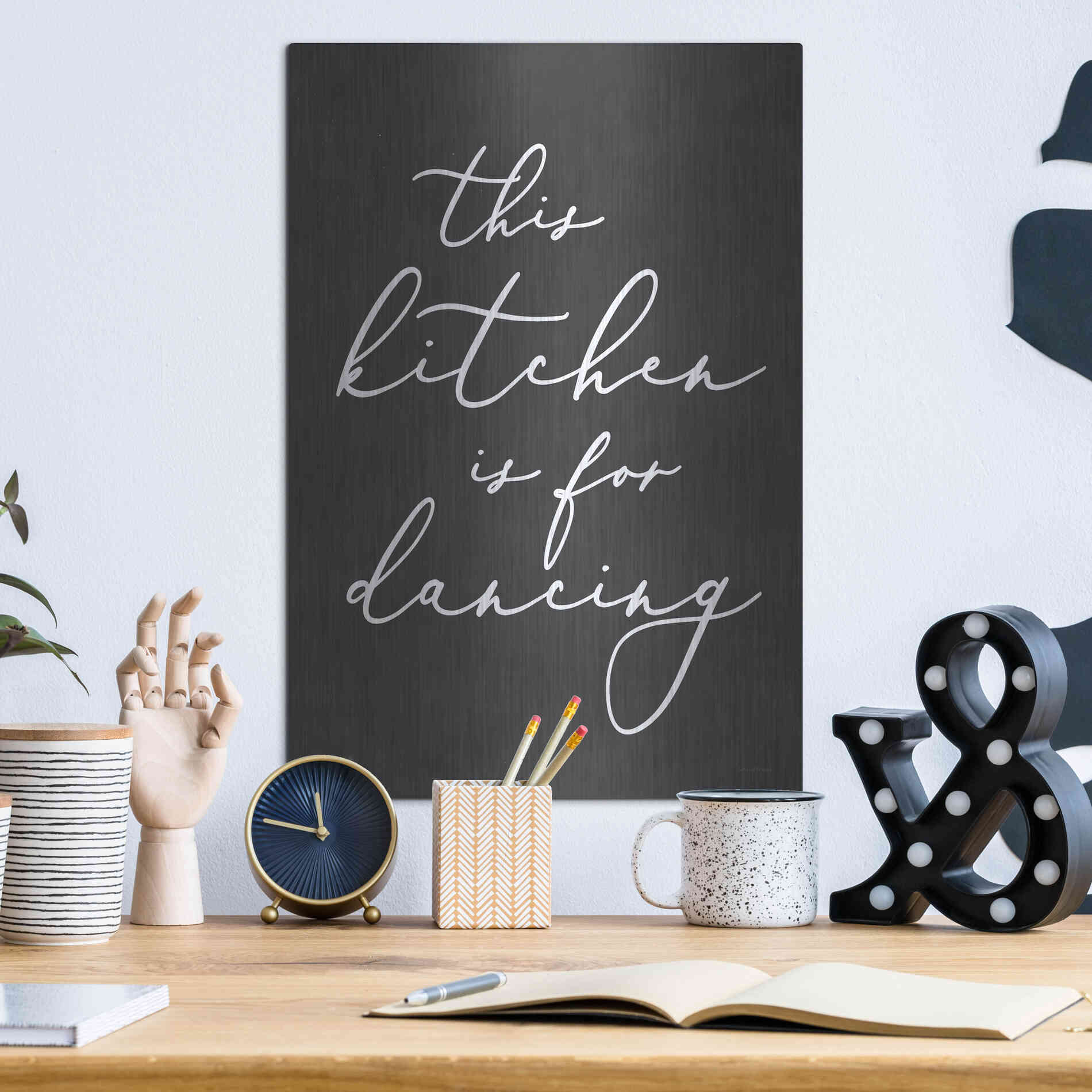 Luxe Metal Art 'This Kitchen is for Dancing' by Lettered & Lined, Metal Wall Art,12x16