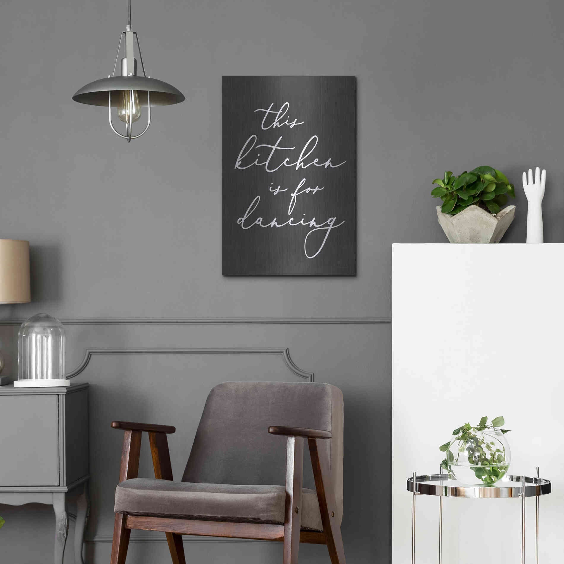 Luxe Metal Art 'This Kitchen is for Dancing' by Lettered & Lined, Metal Wall Art,16x24