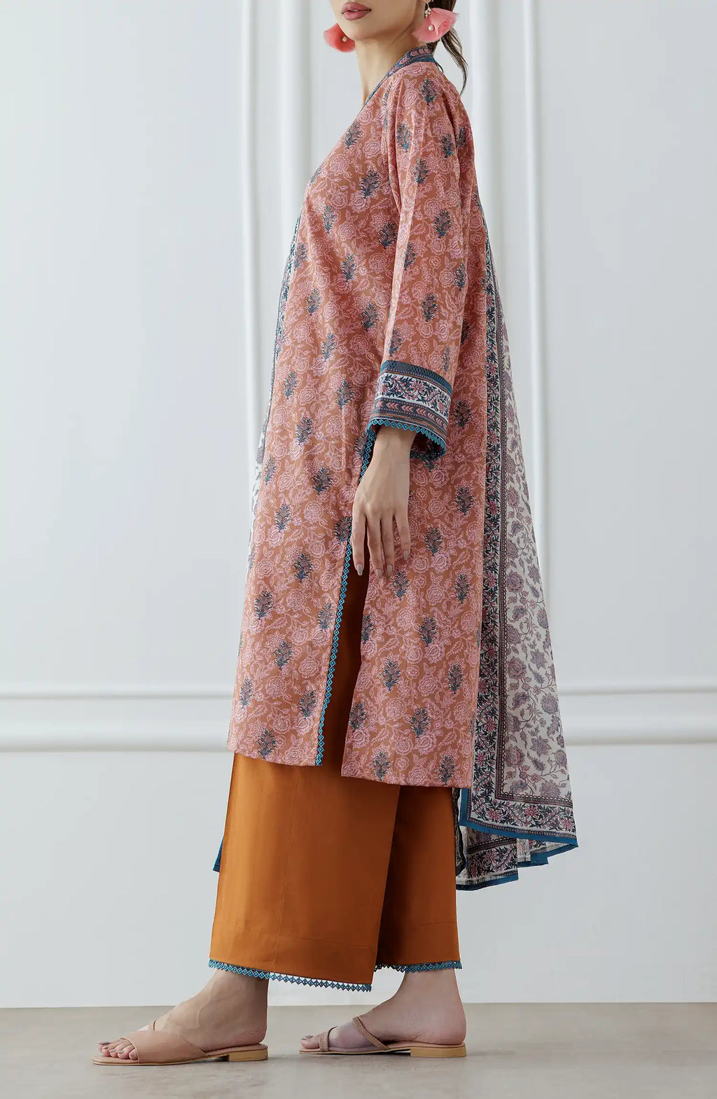 UNSTITCHED Printed Lawn Shirt Dupatta & Pant - 3 Piece Suits - OTL-25-027