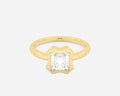 \ alt: Yellow gold engagement ring featuring a lab-grown princess-cut diamond in the Portrait Sculptural Bezel Solitaire design, handcrafted from recycled 14k yellow gold with a 2 mm band and mirror finish \ carat : 1.5 ct