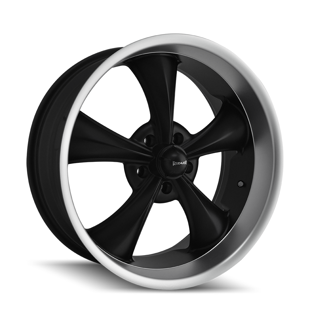RIDLER 695 18x9.5 5x127  6 83.82 MATTE BLACK/MACHINED LIP - TheWheelShop.ca