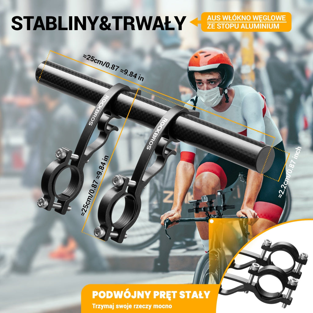 ROCKBROS Uchwyt do Roweru Przedłużenie Włókno Węglowe 25cm-377 Uchwyty na telefon