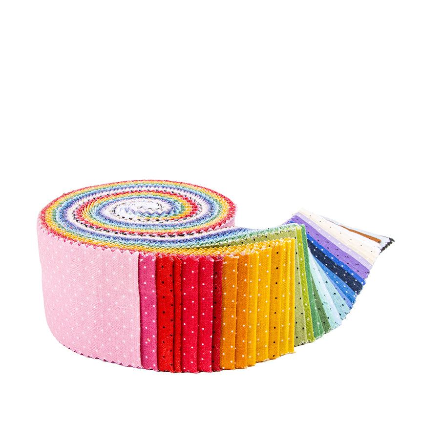 American Jane Pindots Rolie Polie – 2½" Precut Fabric Strips – 40-Piece Bundle – Riley Blake Designs