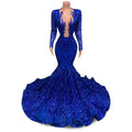 Mermaid Black Girl Prom Dress 2023 with Long Sleeves Evening Dress