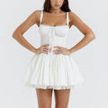 White Lace Up Corset Mini Dress