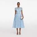 Blue Fine Lace Midi Dress