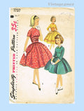 1950s Vintage Simplicity Sewing Pattern 1737 Cute Teen Girls Party Dress Sz 7