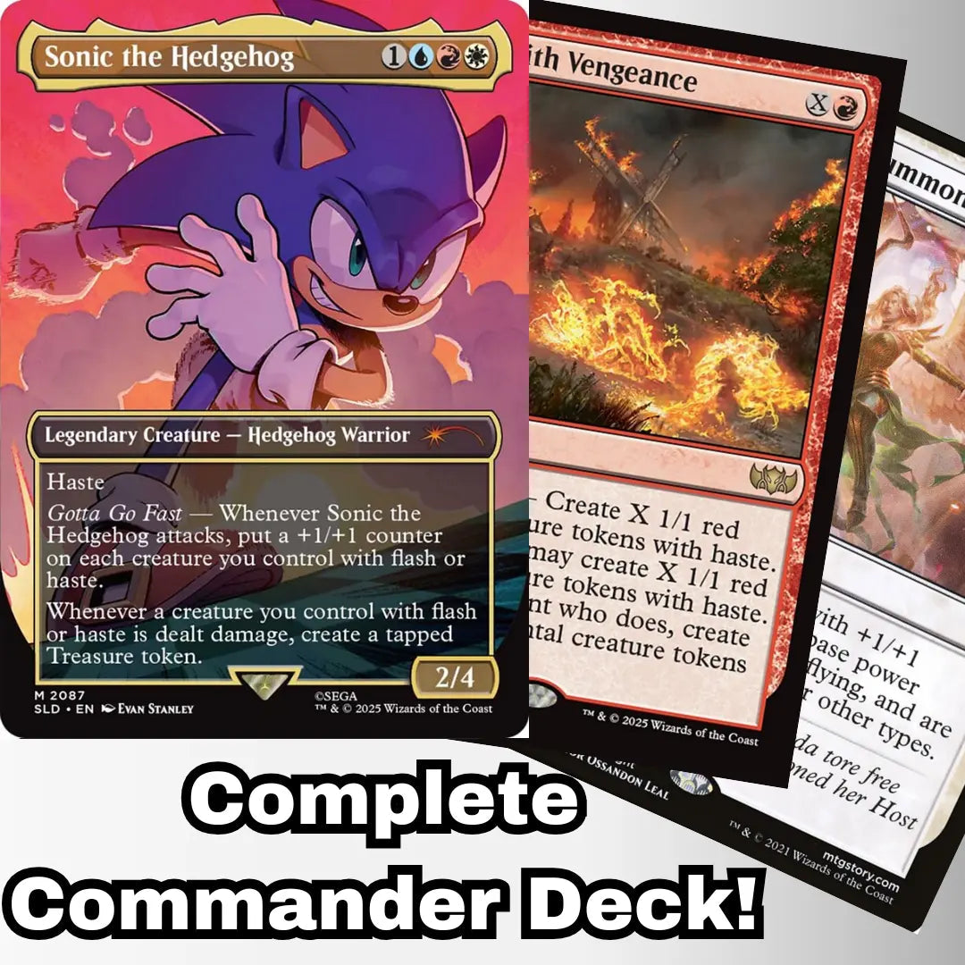 MTG Commander Deck EDH Deck Sonic the Hedgehog 100 Magic Cards Custom Deck Haste Flash Counters Moonveil Games