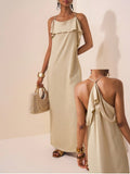 Step into summer with the Trending Maxi in a dreamy apricot linen blend. This flowy dress is your go-to for weddings, brunch dates, or breezy airport style. Lightweight and effortlessly chic, it moves with you, keeping comfort and flair in perfect harmony. Whether you're celebrating or jet-setting, this dress adds a splash of sunshine to every moment.