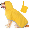 M Yellow Reflective Adjustable Pet Raincoat with Hood - Waterproof Dog Jacket, Adjustable Dog Poncho for Outdoor Protection