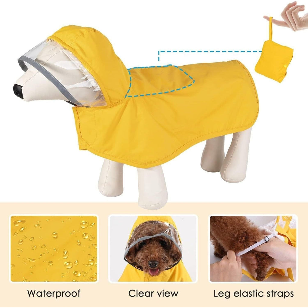 XXL Yellow Reflective Adjustable Pet Raincoat with Hood - Waterproof Dog Jacket, Adjustable Dog Poncho for Outdoor Protection