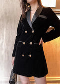 Double Breasted Slim Velvet Blazer Dress Vivian Seven
