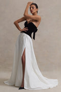 Lucienne | Black & Cream Sweetheart Corset Split Maxi Dress - Club L London - USA