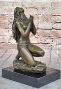 Art Deco Nude Goddess Statue by Italian Artist Aldo Vitaleh Bronze Sculpture