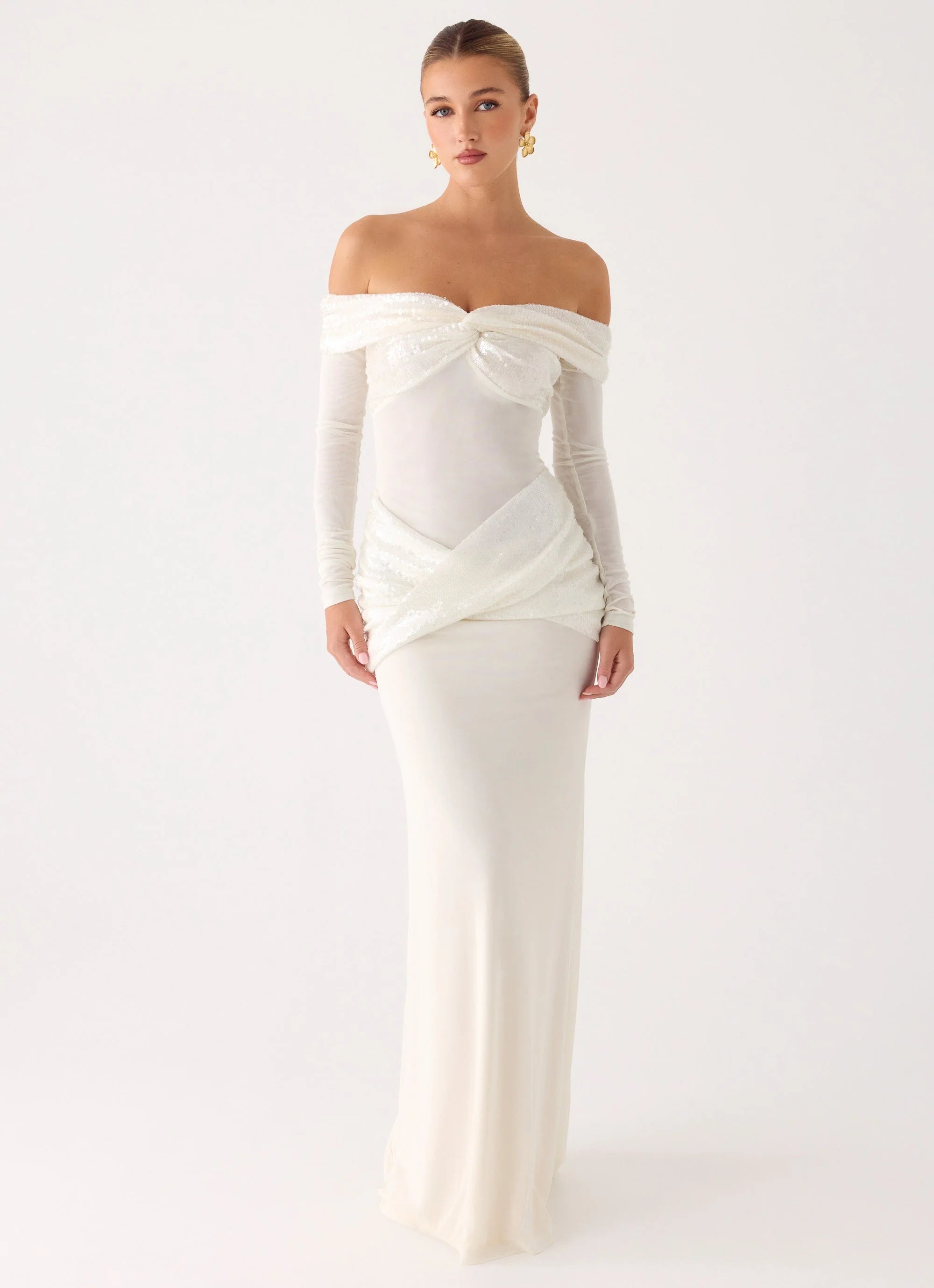 Over To You Sequin Maxi Dress - White