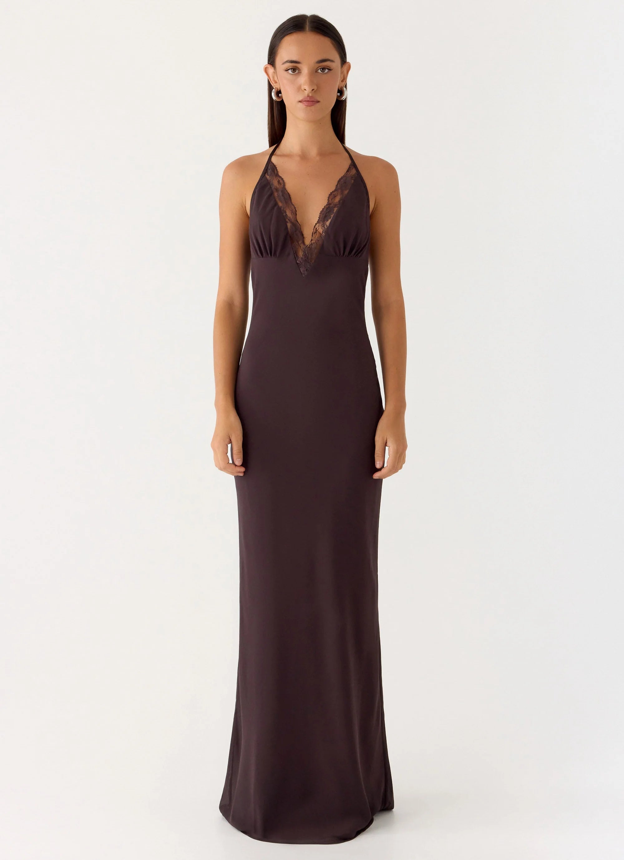 Indya Halter Maxi Dress - Chocolate