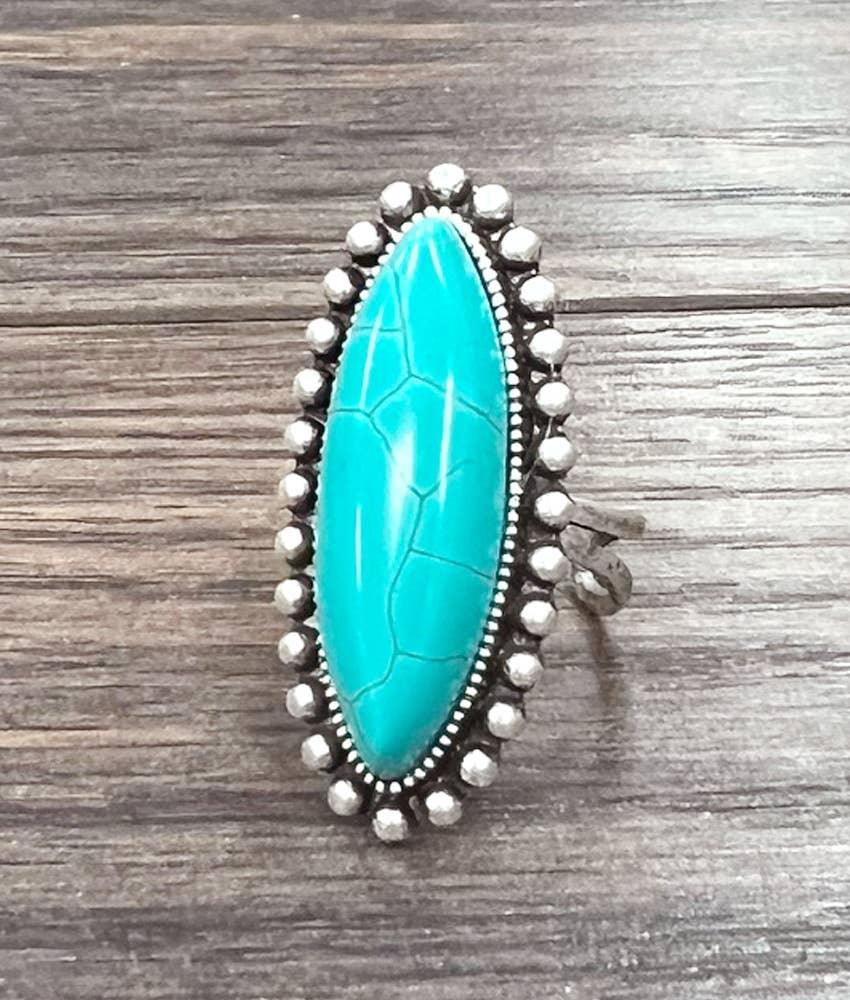 750195, Turquoise Adjustable Ring - Southern Sassy Boutique