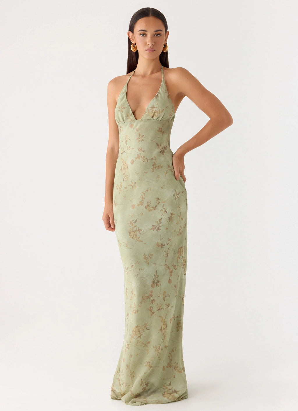 Ultra Quiet Halter Maxi Dress - Wispy Fern