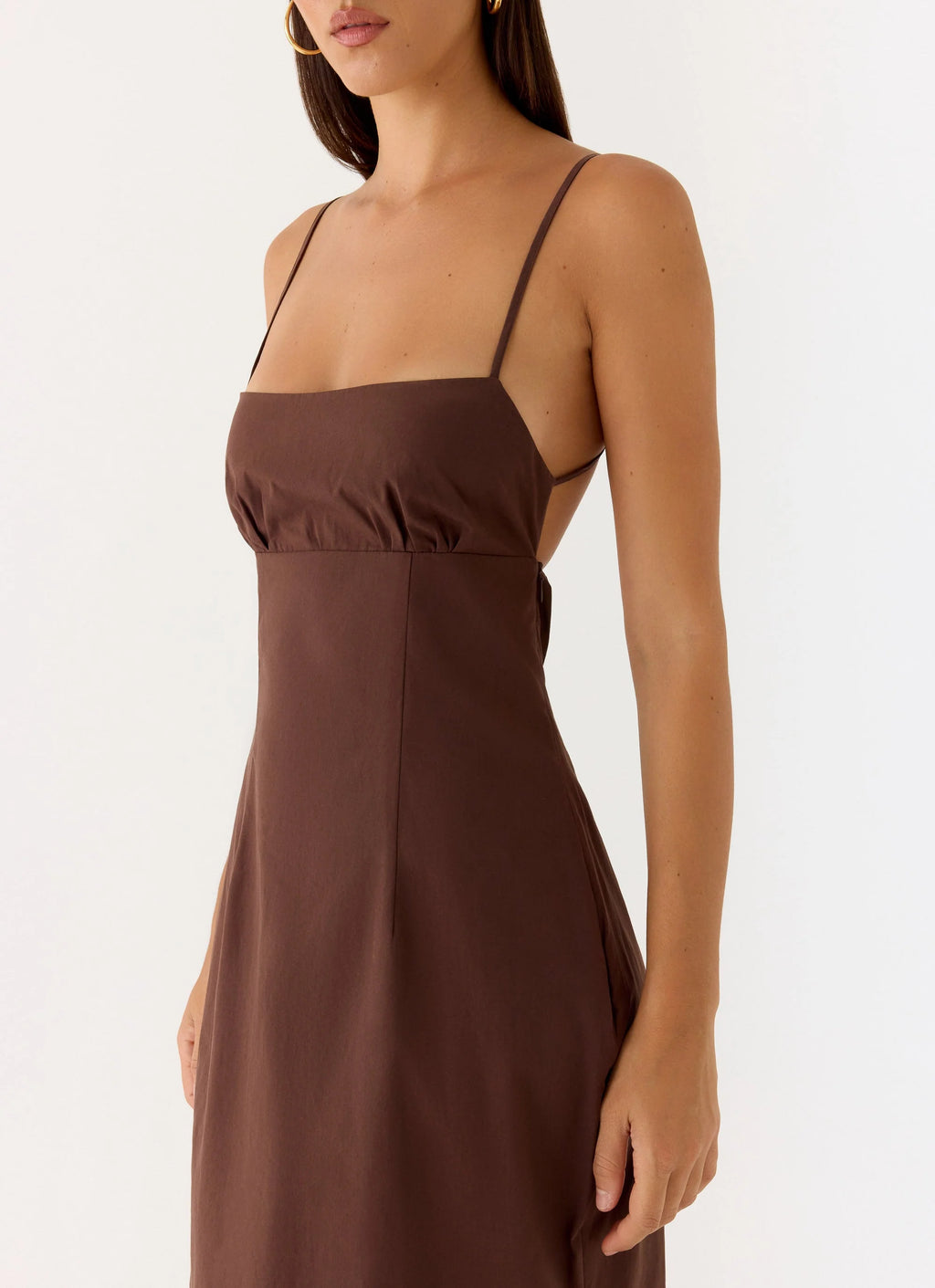Off The Table Linen Maxi Dress - Chocolate