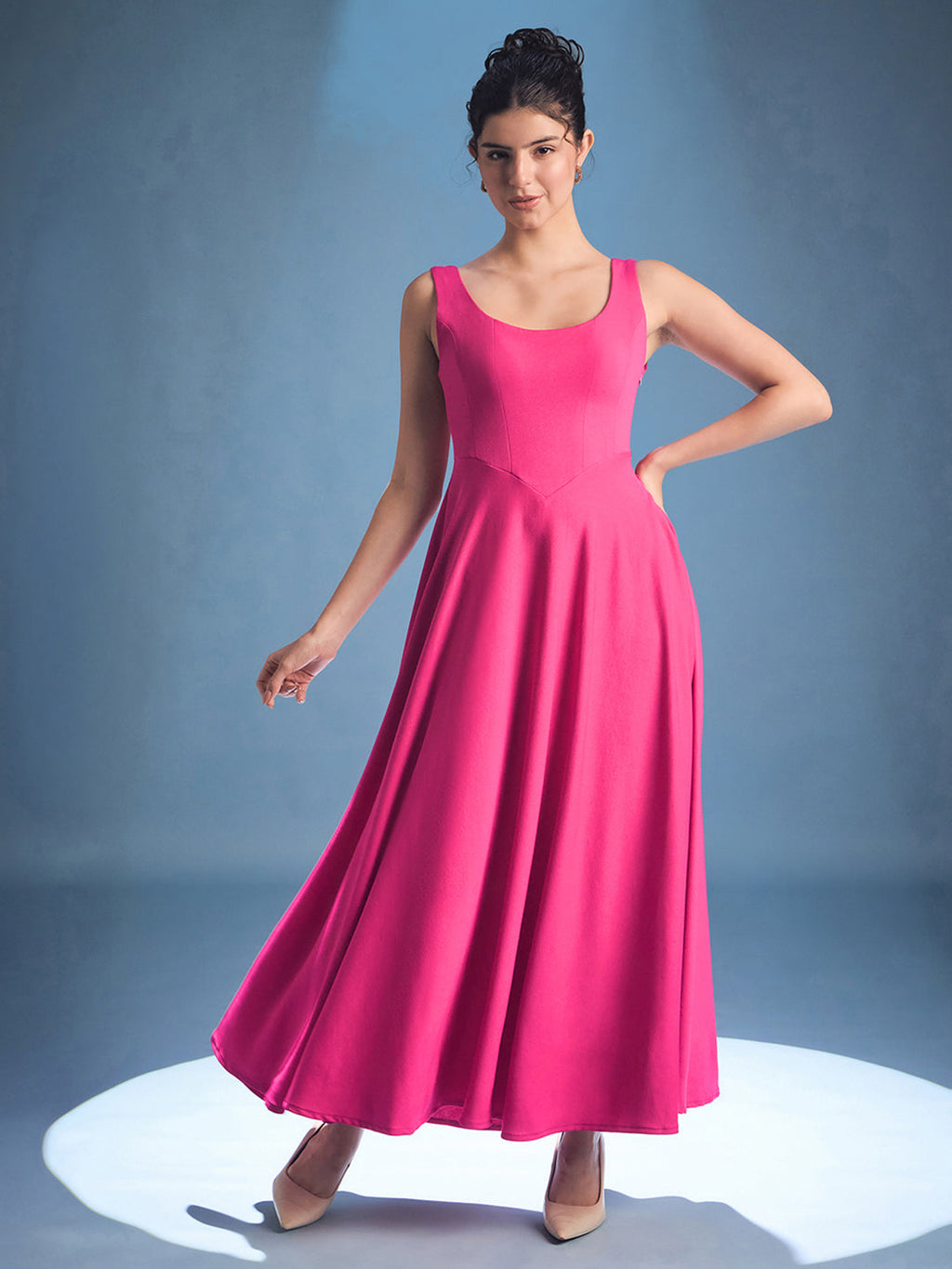 Stretchable Corset Fit & Flare Midi Dress - Uptownie