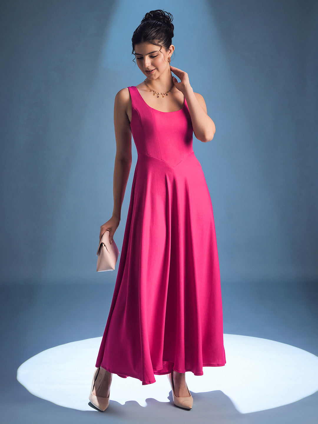 Stretchable Corset Fit & Flare Midi Dress - Uptownie