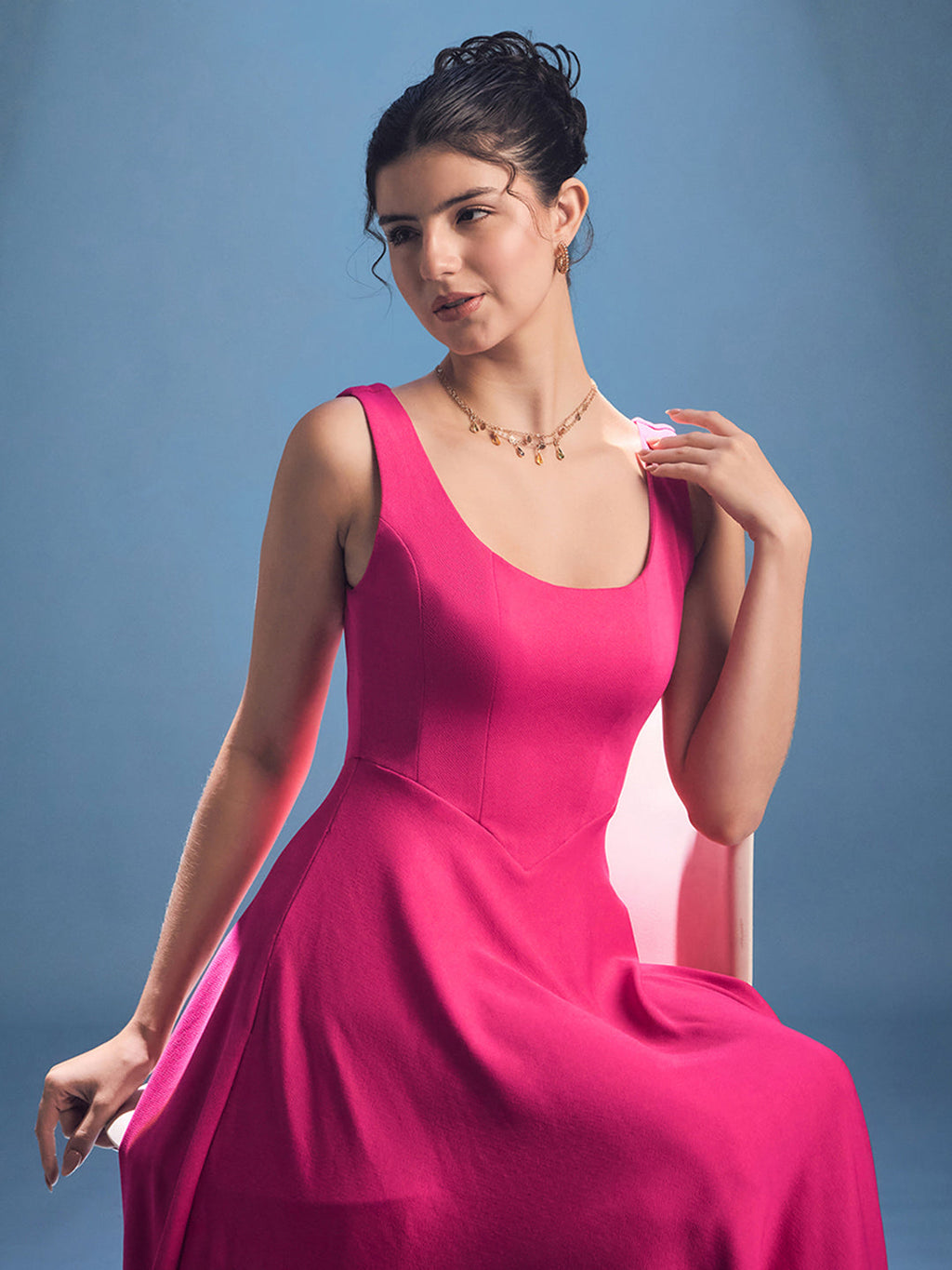 Stretchable Corset Fit & Flare Midi Dress - Uptownie
