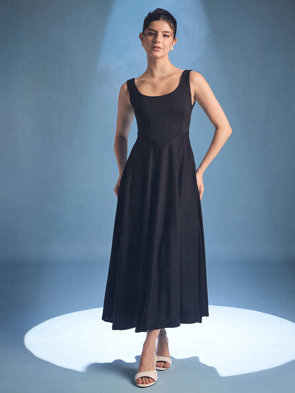 Stretchable Corset Fit & Flare Midi Dress - Uptownie