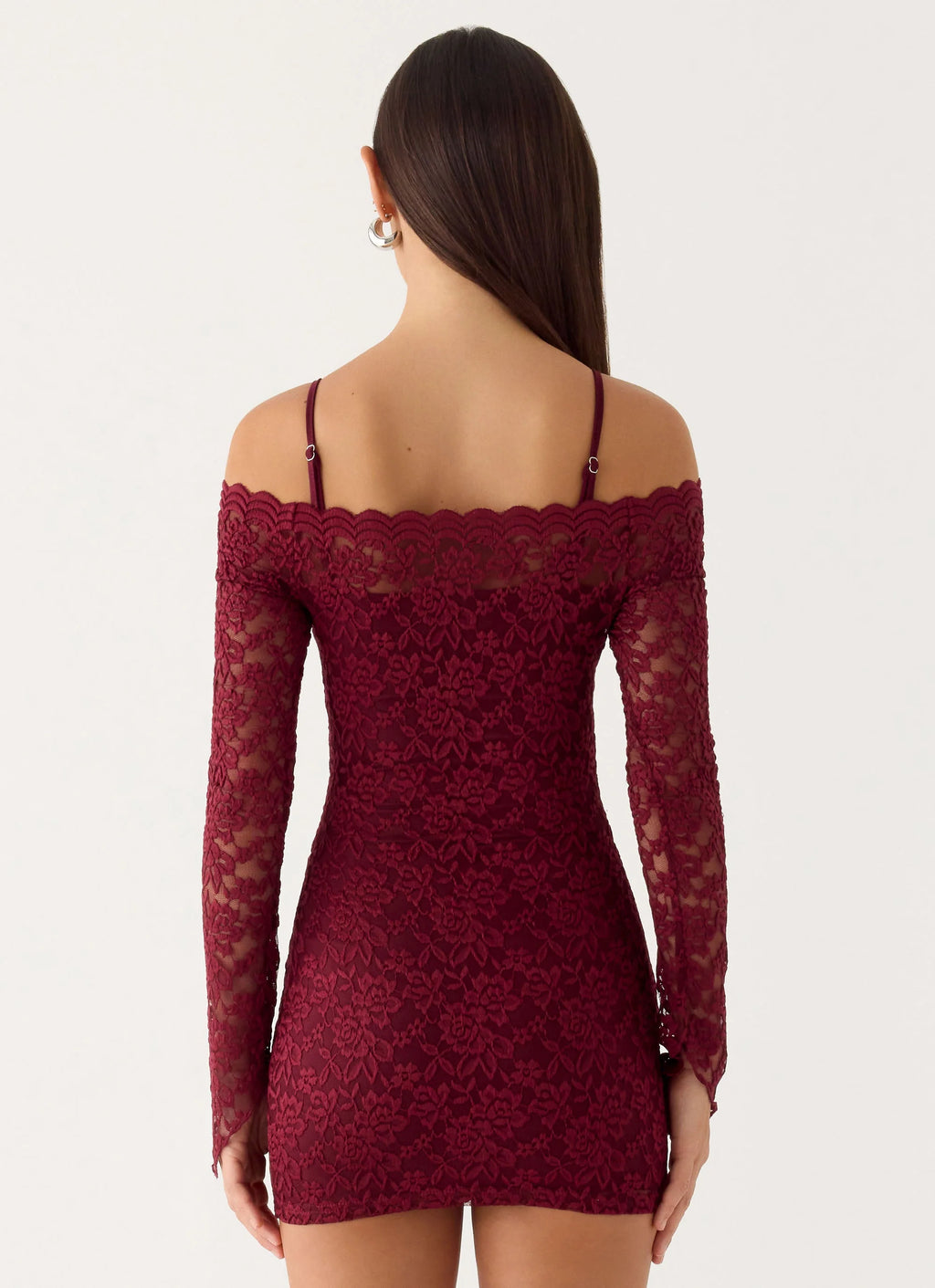 Just This Once Lace Mini Dress - Merlot