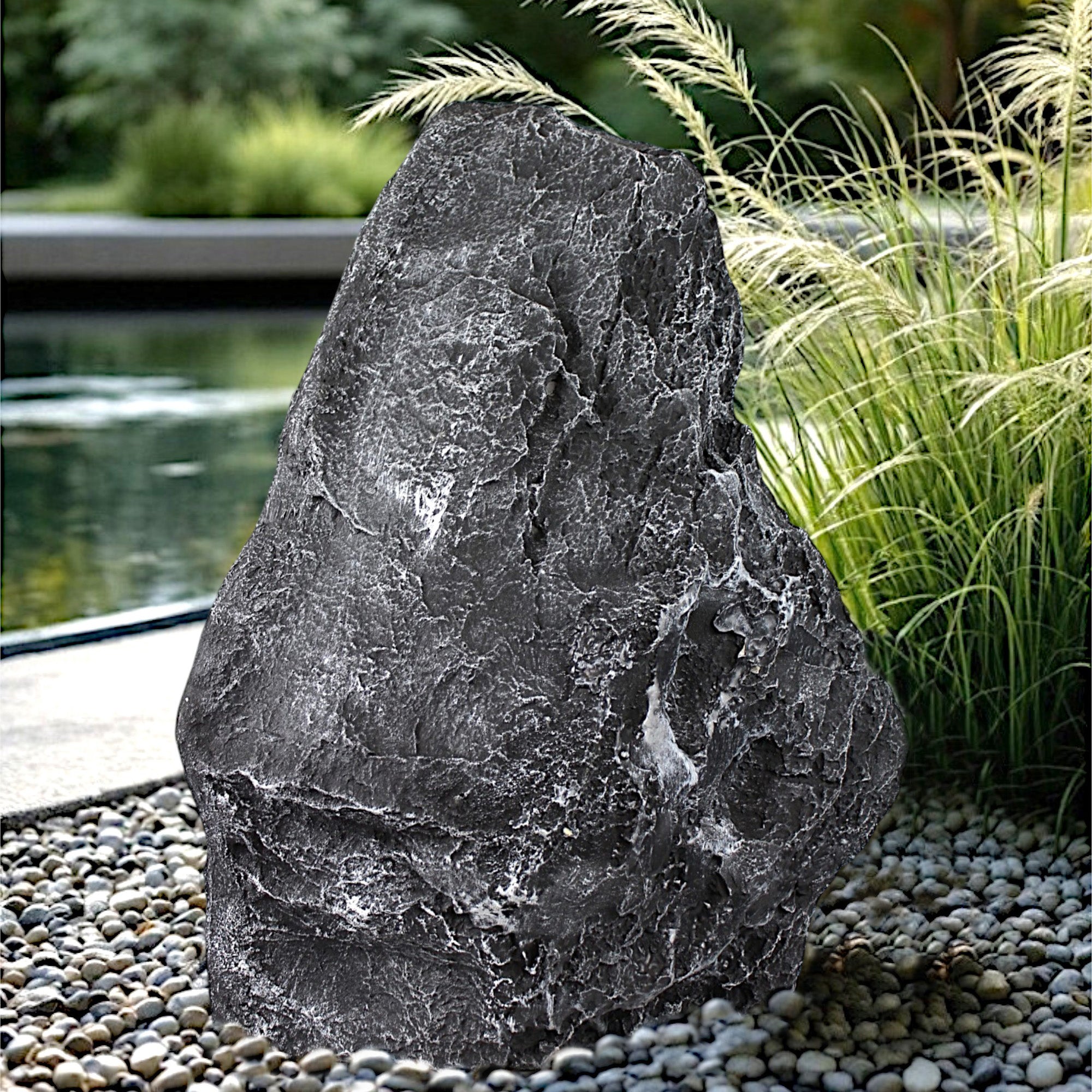 Künstlicher Gartenfelsen Findling Deko für Garten & Teich Gartenstein Steinskulptur aus Polyresin