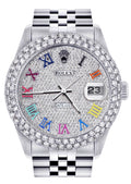 Womens Rolex Datejust Watch 16200 | 36Mm | Full Diamond Color Roman Numeral Dial | Two Row 4.25 Carat Bezel | Jubilee Band