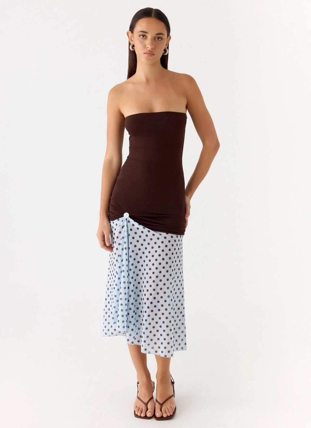 Schell Midi Dress - Chocolate Dot