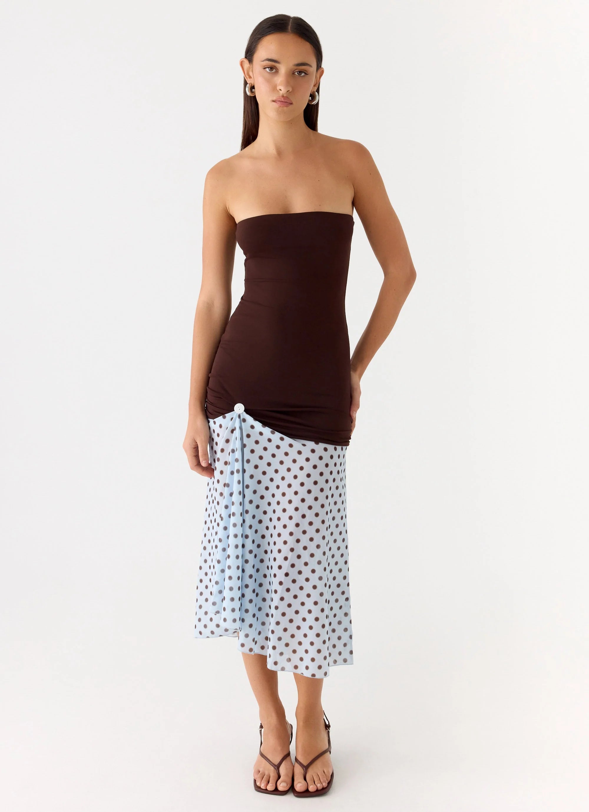 Schell Midi Dress - Chocolate Dot