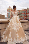 Natural Calico Cream Wedding Dress-danddclothing-A-line,Classic Elegant Gowns,Royal Wedding Dresses,White