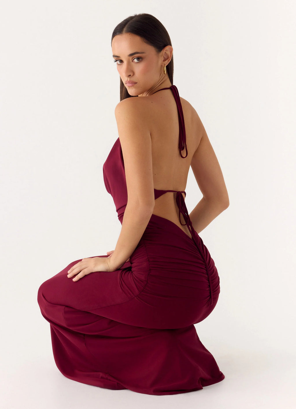 Eyes Closed Maxi Dress - Dark Cherry