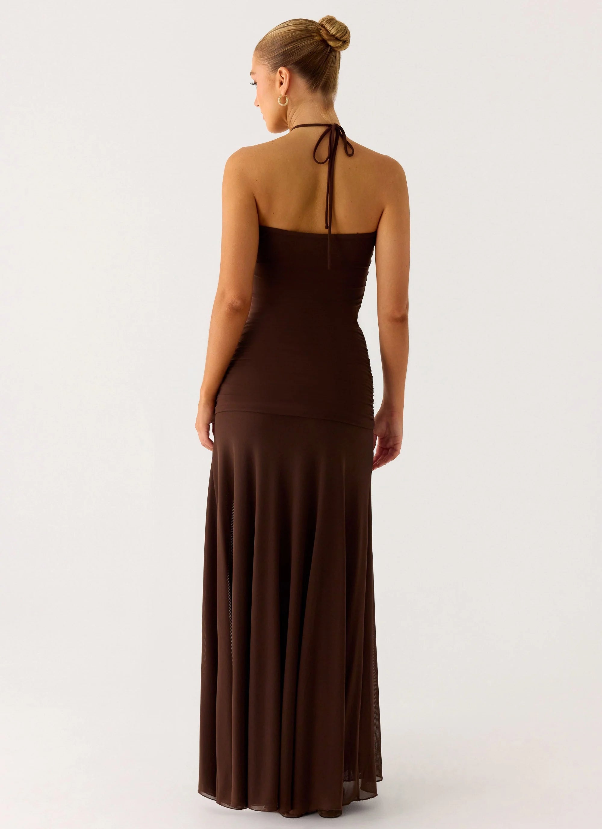 Callie Ruched Maxi Dress - Chocolate