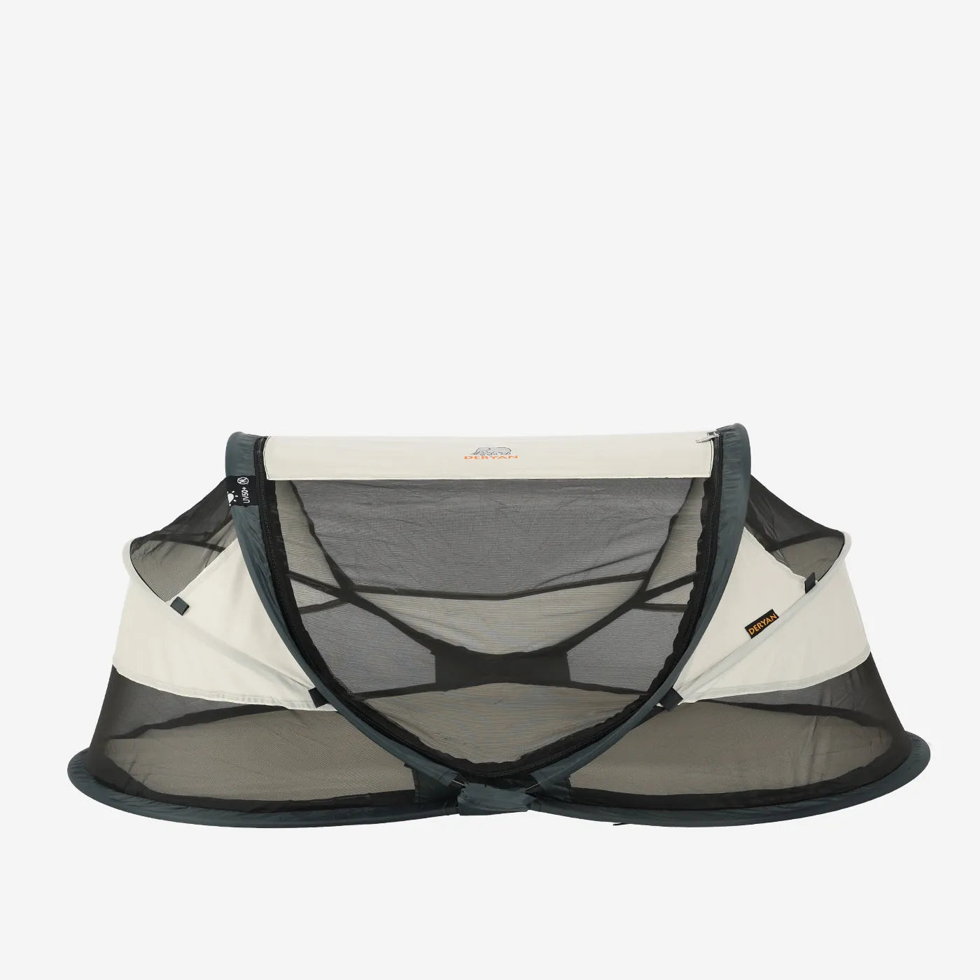 Baby Luxe reisbed pop-up met muggennet <1 mm zelfopblaasbaar matras draagtas canvas tas 0-2,5 jaar