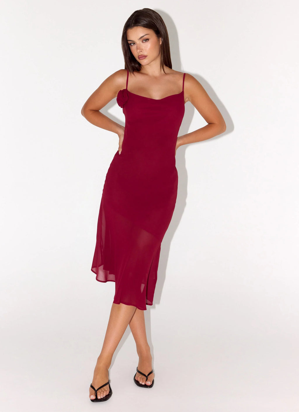 Anne Midi Dress - Deep Red