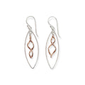 Sterling Silver and Rose Gold Twist Drop Earrings