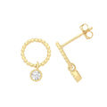 9CT YELLOW GOLD CIRCLE STUD WITH HANGING CZ