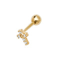 9CT YEL GOLD CZ CROSS CARTILAGE 6MM POST STUD