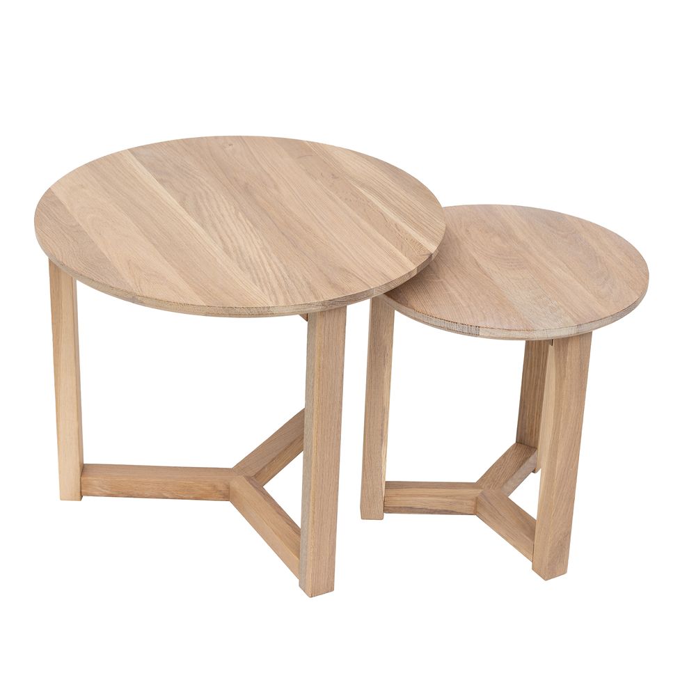 Oslo Set of 2 White Wash Finish Side Tables Natural - OWQD0004WW