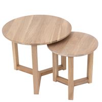 Oslo Set of 2 White Wash Finish Side Tables Natural - OWQD0004WW