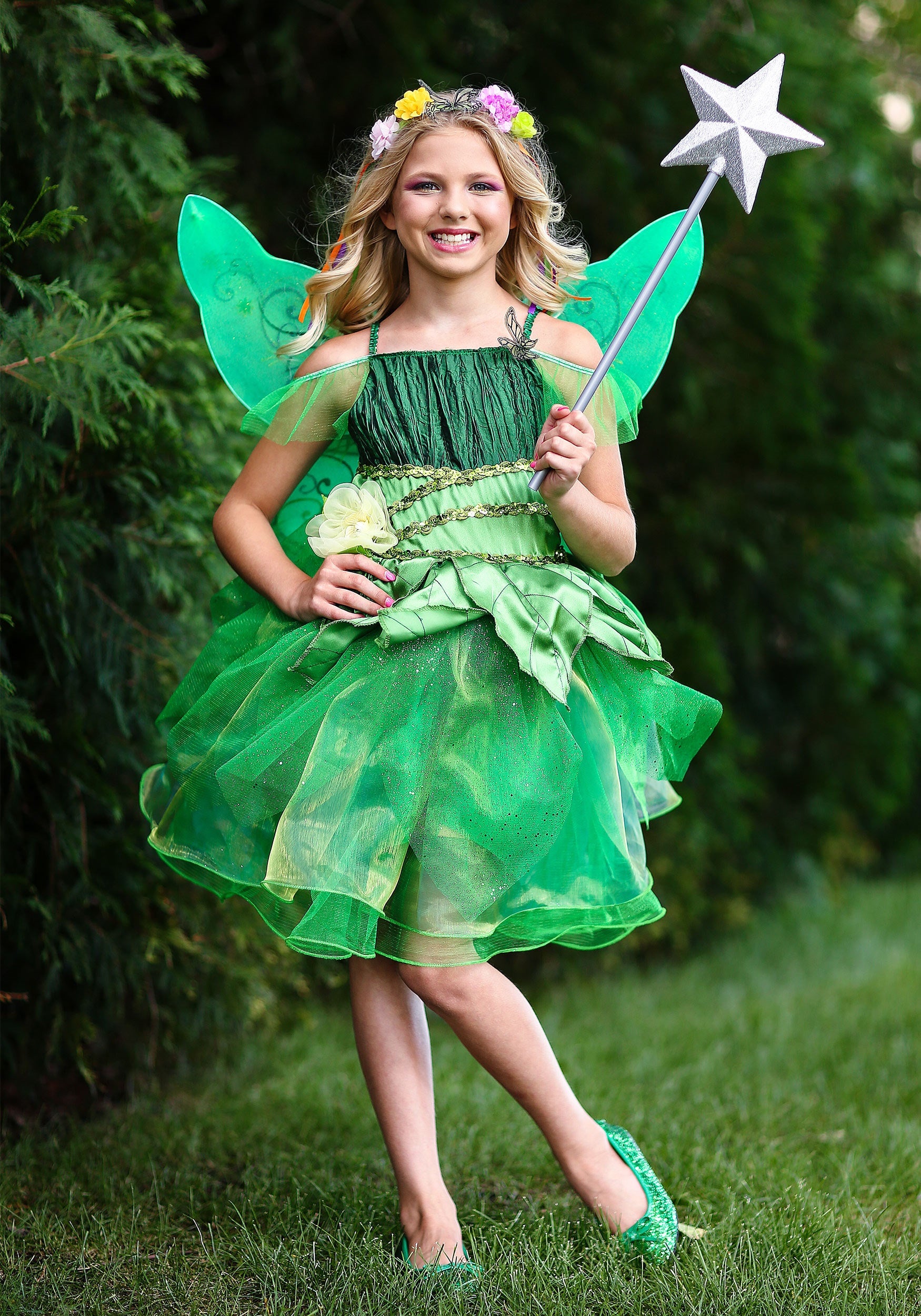 Girl's Garden Fairy Costume Dress | Kid's Fairy Costumes | Kids | Girls | L | Green