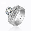 Couple Round Cut Sterling Silver Ring-TL-Juri Elle